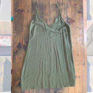 H&M olive green slip dress